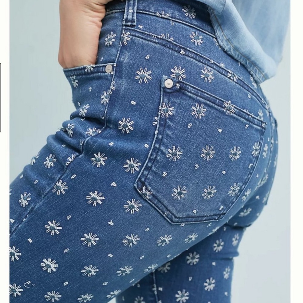 ANTHROPOLOGIE / PILCRO Daisy Embroidered Denim Crop Jeans - Sz 25 - Picture 3 of 14